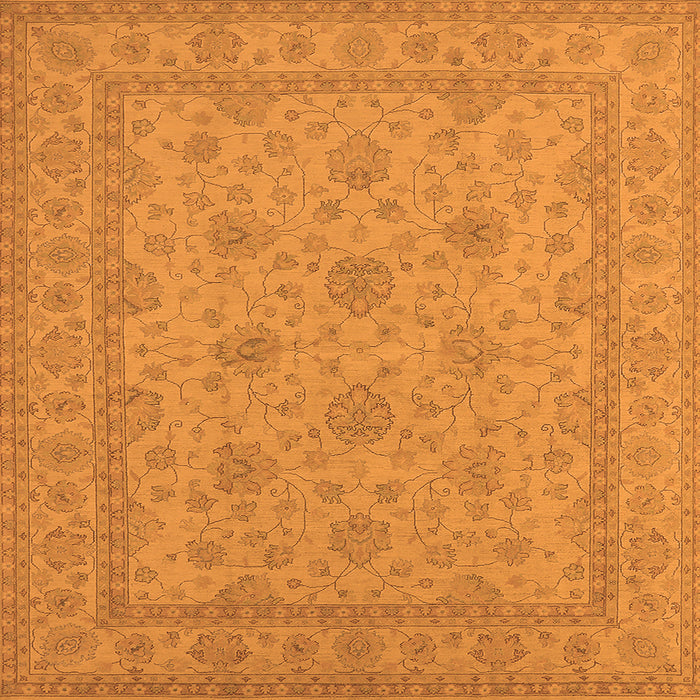 Square Machine Washable Oriental Orange Industrial Area Rugs, wshurb939org
