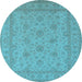 Round Oriental Light Blue Industrial Rug, urb939lblu