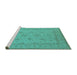 Sideview of Machine Washable Oriental Turquoise Industrial Area Rugs, wshurb939turq
