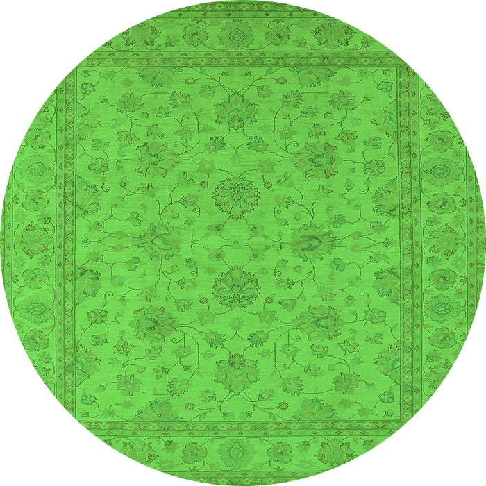 Round Oriental Green Industrial Rug, urb939grn