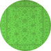 Round Oriental Green Industrial Rug, urb939grn