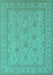 Machine Washable Oriental Turquoise Industrial Area Rugs, wshurb939turq