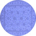 Round Oriental Blue Industrial Rug, urb939blu