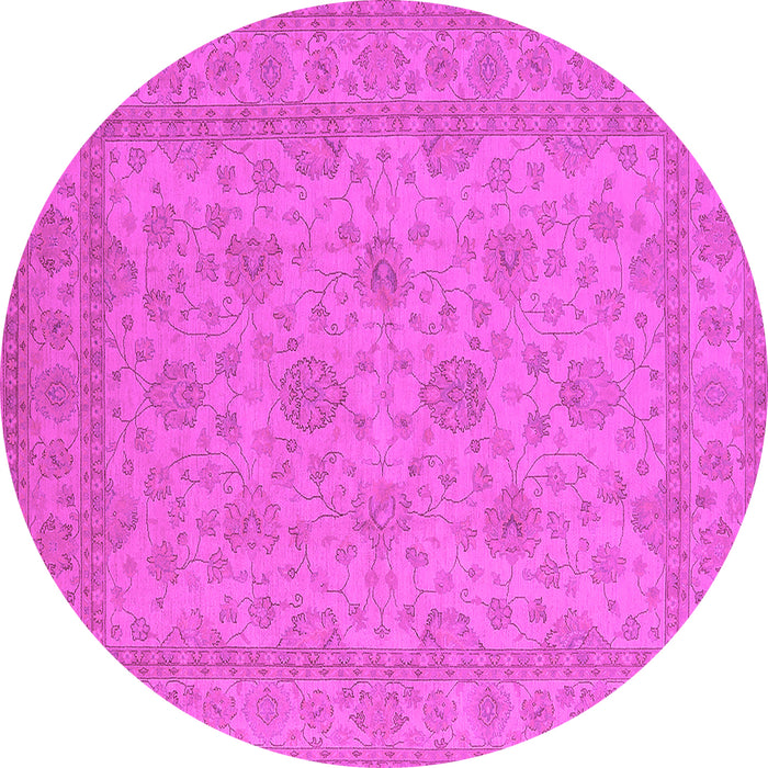 Round Machine Washable Oriental Pink Industrial Rug, wshurb939pnk