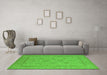 Machine Washable Oriental Green Industrial Area Rugs in a Living Room,, wshurb939grn