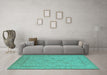 Machine Washable Oriental Turquoise Industrial Area Rugs in a Living Room,, wshurb939turq