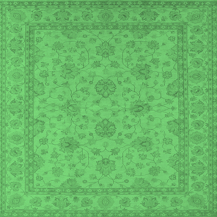 Square Machine Washable Oriental Emerald Green Industrial Area Rugs, wshurb939emgrn