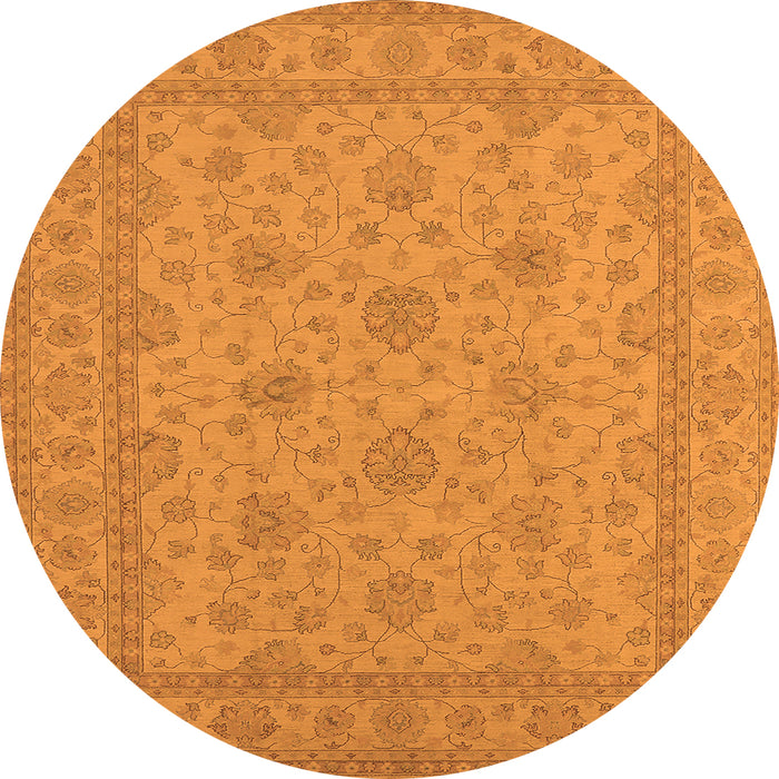 Round Machine Washable Oriental Orange Industrial Area Rugs, wshurb939org