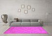 Machine Washable Oriental Pink Industrial Rug in a Living Room, wshurb939pnk