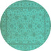 Round Oriental Turquoise Industrial Rug, urb939turq