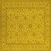 Square Machine Washable Oriental Yellow Industrial Rug, wshurb939yw