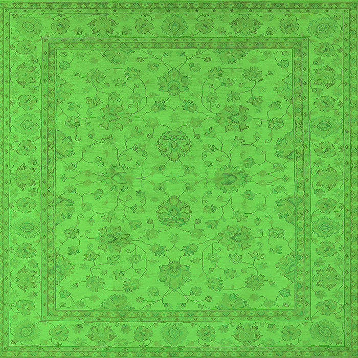 Square Machine Washable Oriental Green Industrial Area Rugs, wshurb939grn