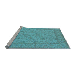 Sideview of Machine Washable Oriental Light Blue Industrial Rug, wshurb939lblu
