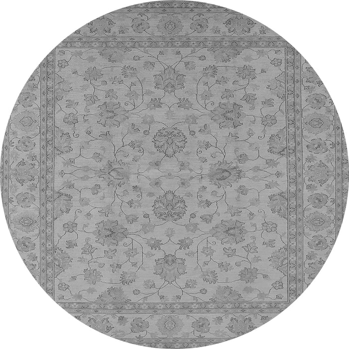 Round Machine Washable Oriental Gray Industrial Rug, wshurb939gry