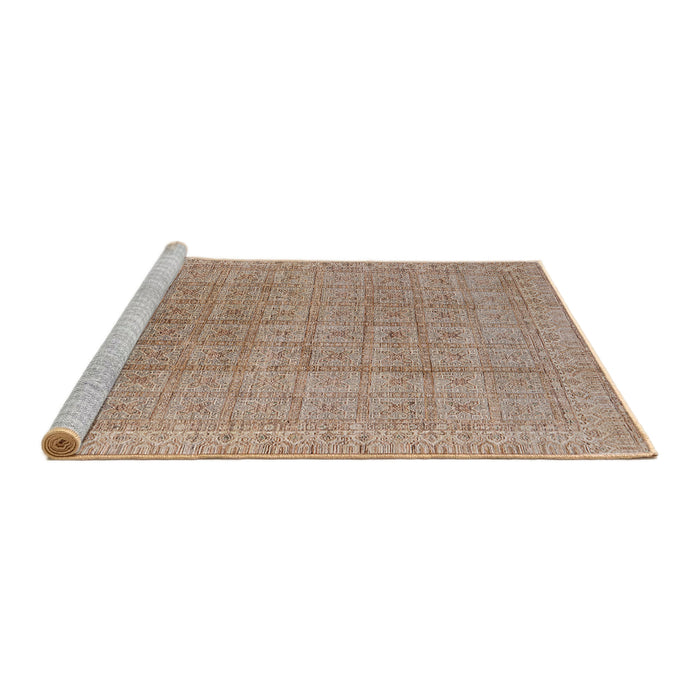 Sideview of Machine Washable Industrial Modern Gold Brown Rug, wshurb940