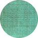 Round Oriental Turquoise Industrial Rug, urb940turq