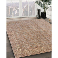 Mid-Century Modern Gold Brown Oriental Rug, urb940