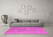 Machine Washable Oriental Pink Industrial Rug in a Living Room, wshurb940pnk