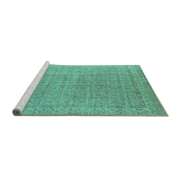 Sideview of Machine Washable Oriental Turquoise Industrial Area Rugs, wshurb940turq