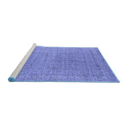 Sideview of Machine Washable Oriental Blue Industrial Rug, wshurb940blu