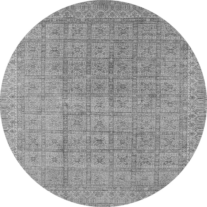Round Machine Washable Oriental Gray Industrial Rug, wshurb940gry