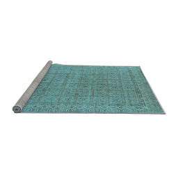 Sideview of Machine Washable Oriental Light Blue Industrial Rug, wshurb940lblu