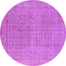 Round Machine Washable Oriental Purple Industrial Area Rugs, wshurb940pur