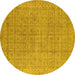 Round Machine Washable Oriental Yellow Industrial Rug, wshurb940yw