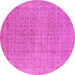 Round Machine Washable Oriental Pink Industrial Rug, wshurb940pnk