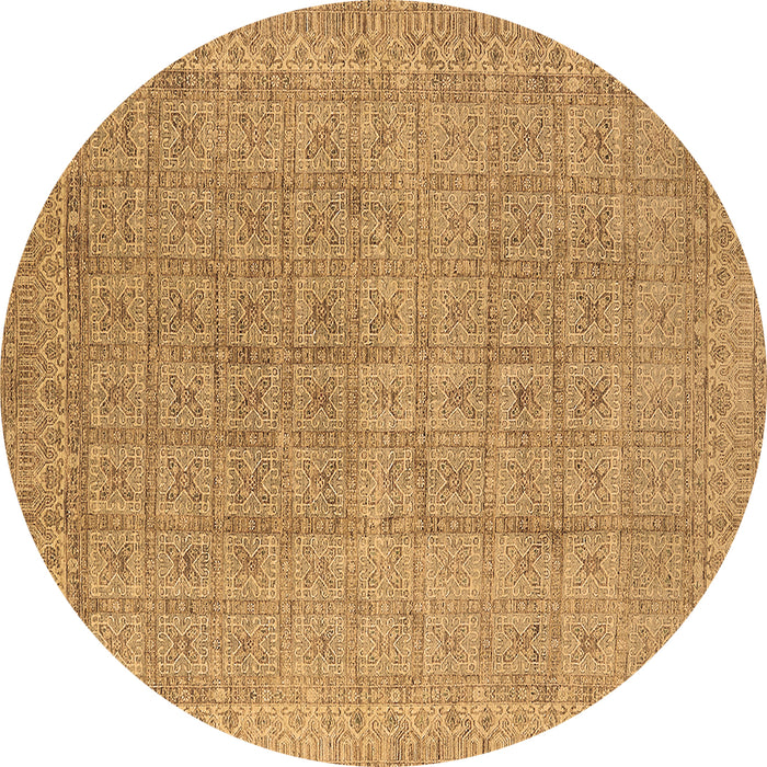 Round Machine Washable Oriental Brown Industrial Rug, wshurb940brn