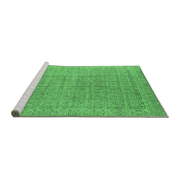 Sideview of Machine Washable Oriental Emerald Green Industrial Area Rugs, wshurb940emgrn
