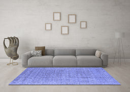 Machine Washable Oriental Blue Industrial Rug in a Living Room, wshurb940blu