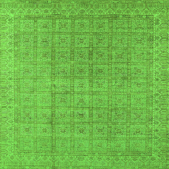 Square Machine Washable Oriental Green Industrial Area Rugs, wshurb940grn