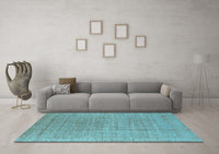 Machine Washable Oriental Light Blue Industrial Rug, wshurb940lblu