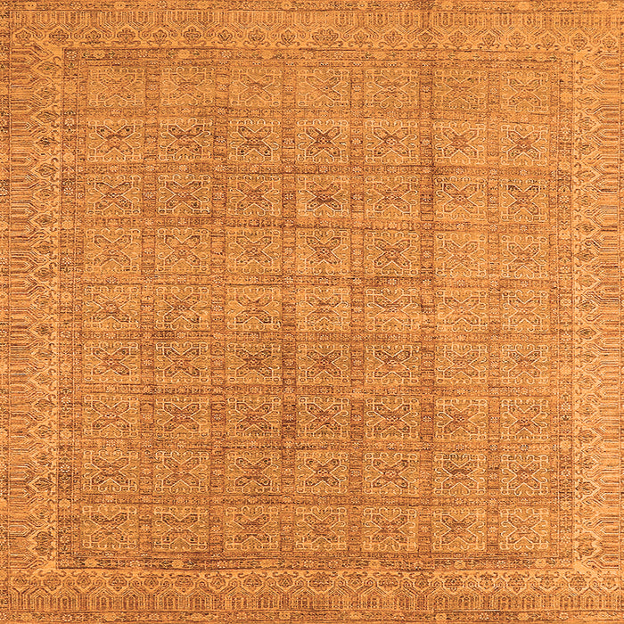Square Machine Washable Oriental Orange Industrial Area Rugs, wshurb940org
