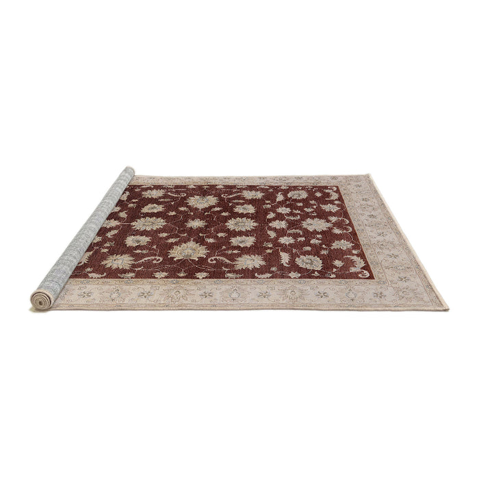 Sideview of Machine Washable Industrial Modern Brown Rug, wshurb941