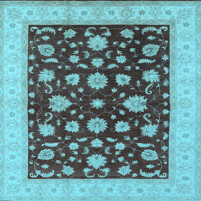 Square Machine Washable Oriental Light Blue Industrial Rug, wshurb941lblu