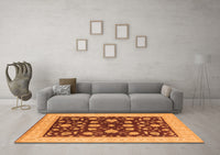 Machine Washable Oriental Orange Industrial Rug, wshurb941org