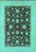 Machine Washable Oriental Turquoise Industrial Area Rugs, wshurb941turq