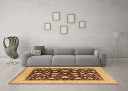 Machine Washable Oriental Brown Industrial Rug in a Living Room,, wshurb941brn