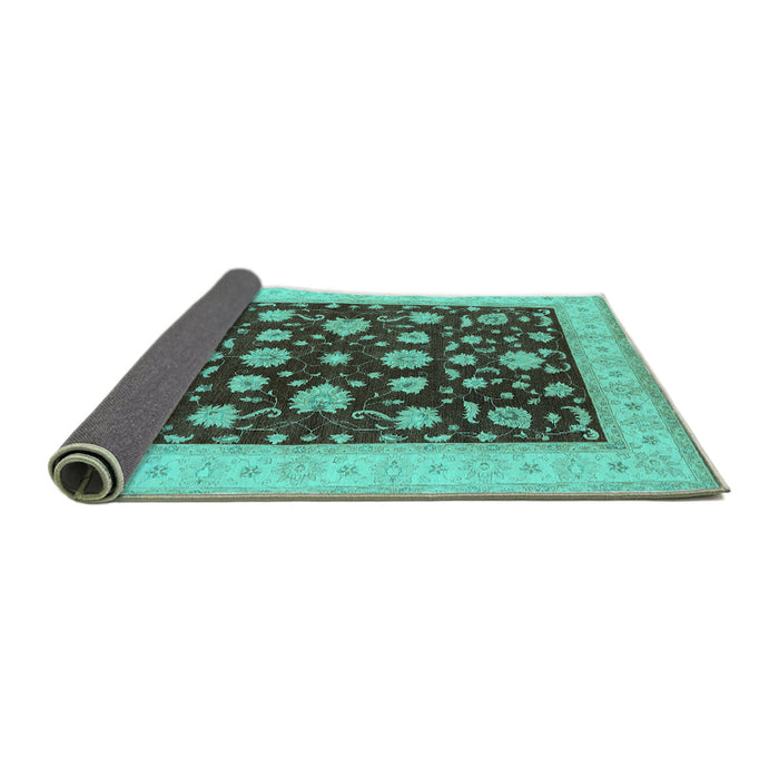 Sideview of Oriental Turquoise Industrial Rug, urb941turq