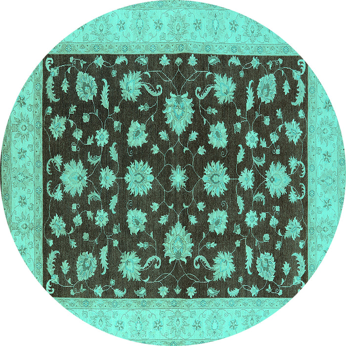 Round Oriental Turquoise Industrial Rug, urb941turq