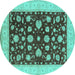 Round Oriental Turquoise Industrial Rug, urb941turq