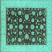 Square Oriental Turquoise Industrial Rug, urb941turq