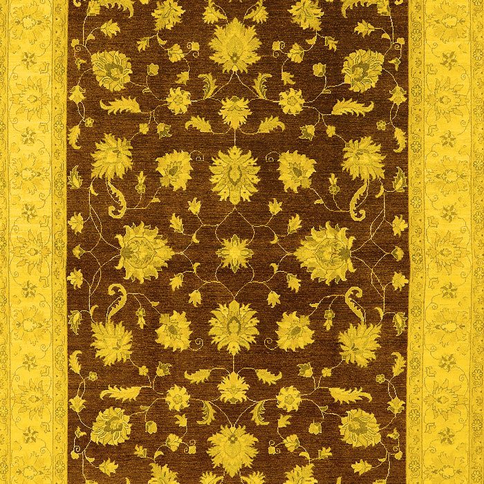 Machine Washable Oriental Yellow Industrial Rug, wshurb941yw