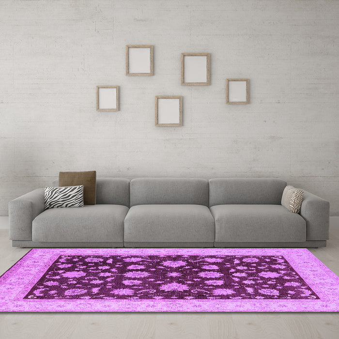 Machine Washable Oriental Purple Industrial Area Rugs in a Living Room, wshurb941pur