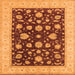 Square Machine Washable Oriental Orange Industrial Area Rugs, wshurb941org