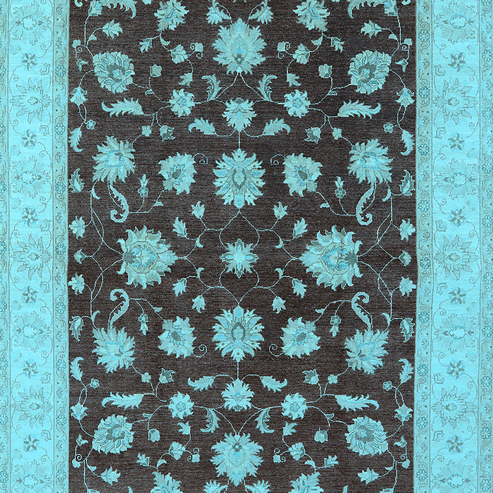 Machine Washable Oriental Light Blue Industrial Rug, wshurb941lblu