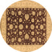 Round Oriental Brown Industrial Rug, urb941brn