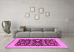 Machine Washable Oriental Pink Industrial Rug in a Living Room, wshurb941pnk